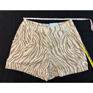 BLUE SOL NWT Zebra Animal Print High-Rise Cuffed Shorts Tan/Cream Sz 6